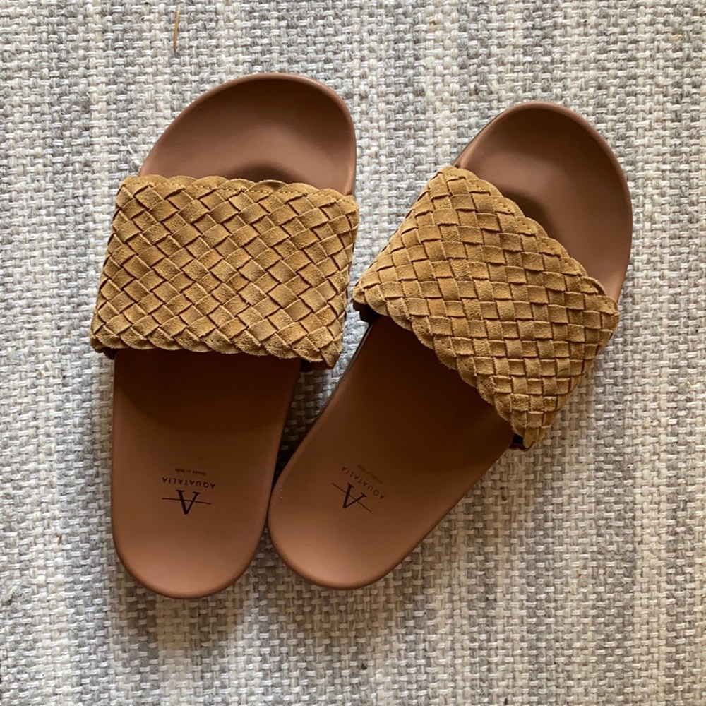 Aquatalia Braided Leather Slider Sandals